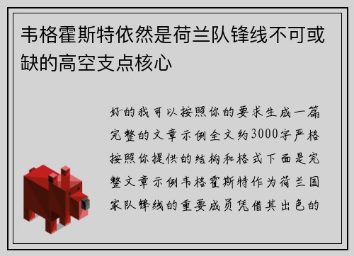 韦格霍斯特依然是荷兰队锋线不可或缺的高空支点核心